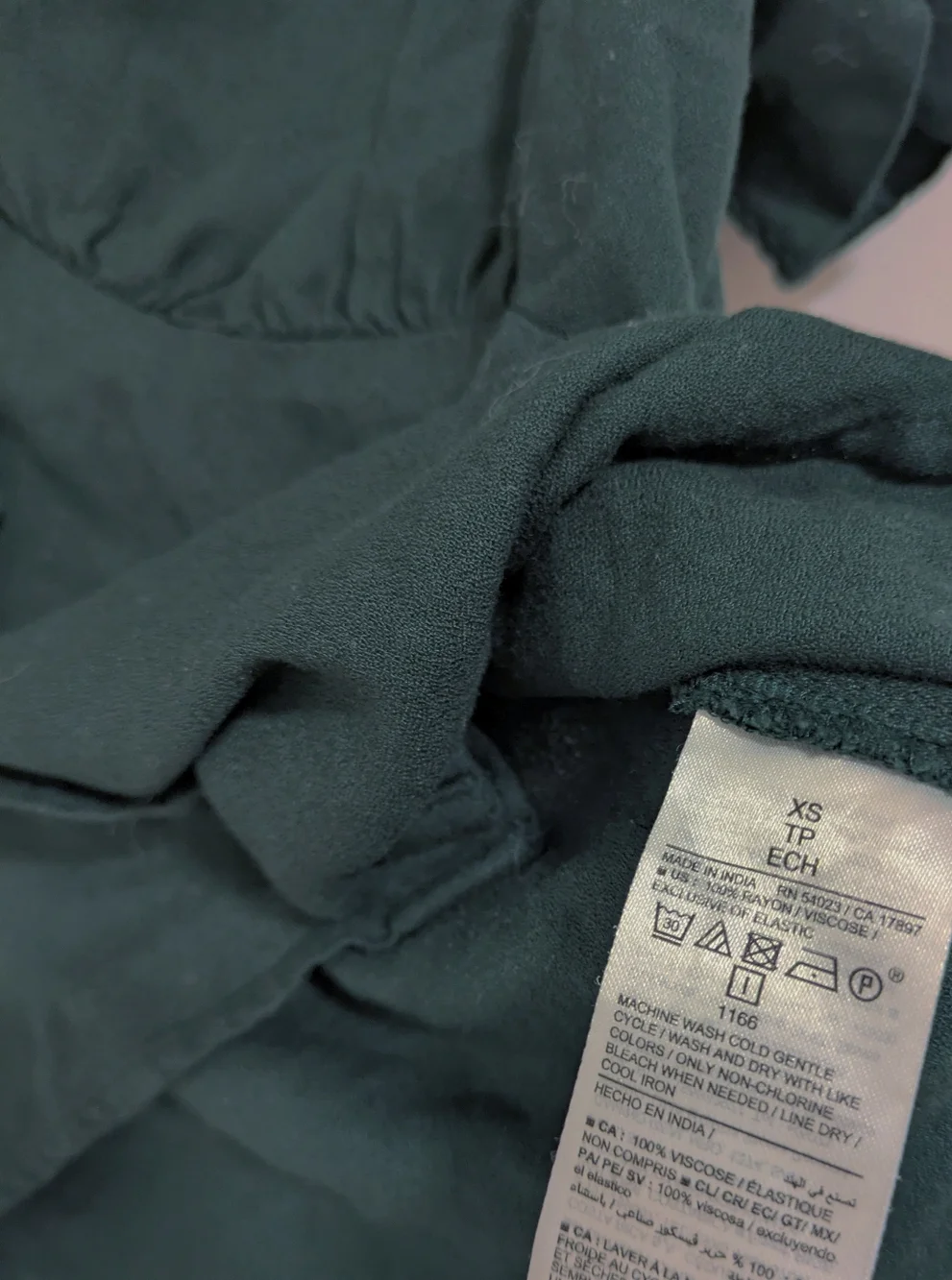 Women's Dark Green Button-Front V-Neck Top - Picture 4 of 4